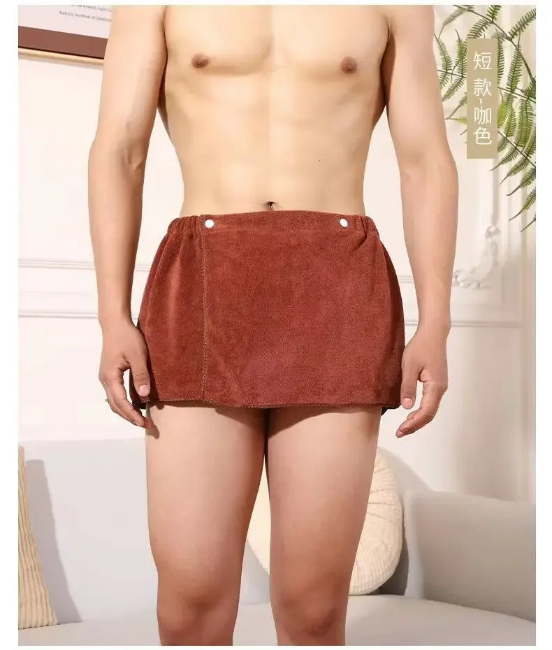 Men's Sexy Shorts Bathrobe Bath Towel Soft Side Open Pajamas Bath Towel Thick Swimming Soft Beach Shower Culottes Adult Pajamas