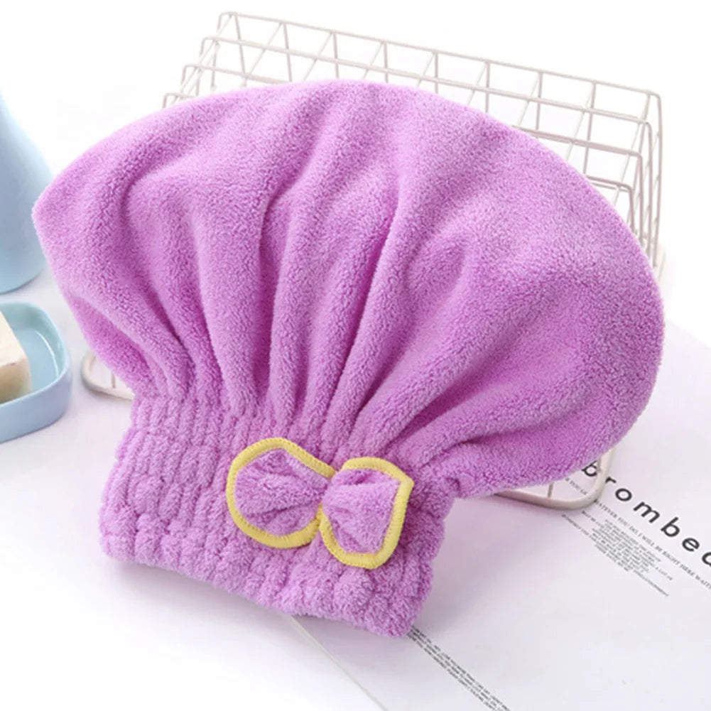 6-Colors Microfiber Solid Quickly Dry Hair Hat Hair Turban Women Head Wrap Hat Thickened Absorbent Dry Hair Cap
