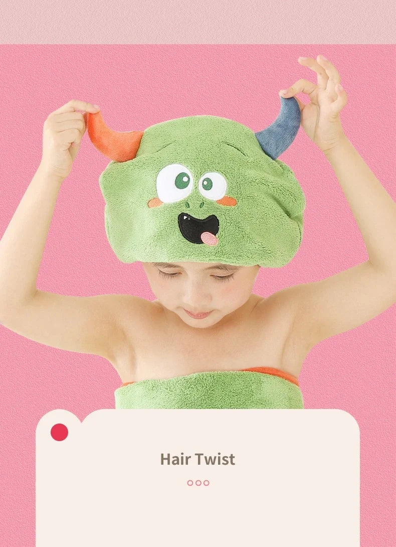Cartoon Animal Child Hair Towel Cap Cute Drying Hat Quick-dry Microfiber Super Absorption Hair Twist Kid Bath Hat Bathroom