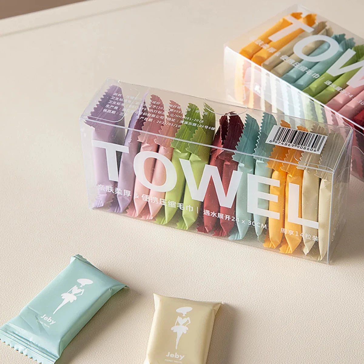 14pcs/box ,Face Cleansing Thickened Compressed Beauty Square Towel, Portable Travel Towel Disposable Washcloth