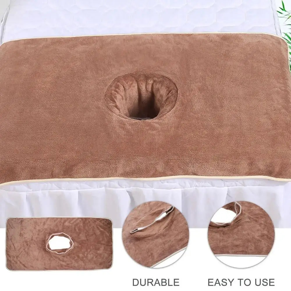Thickened Massage Face Towel Breathable Soft Beauty Salon Towel with Hole Solid Color Headrest Pads for Beauty Salons