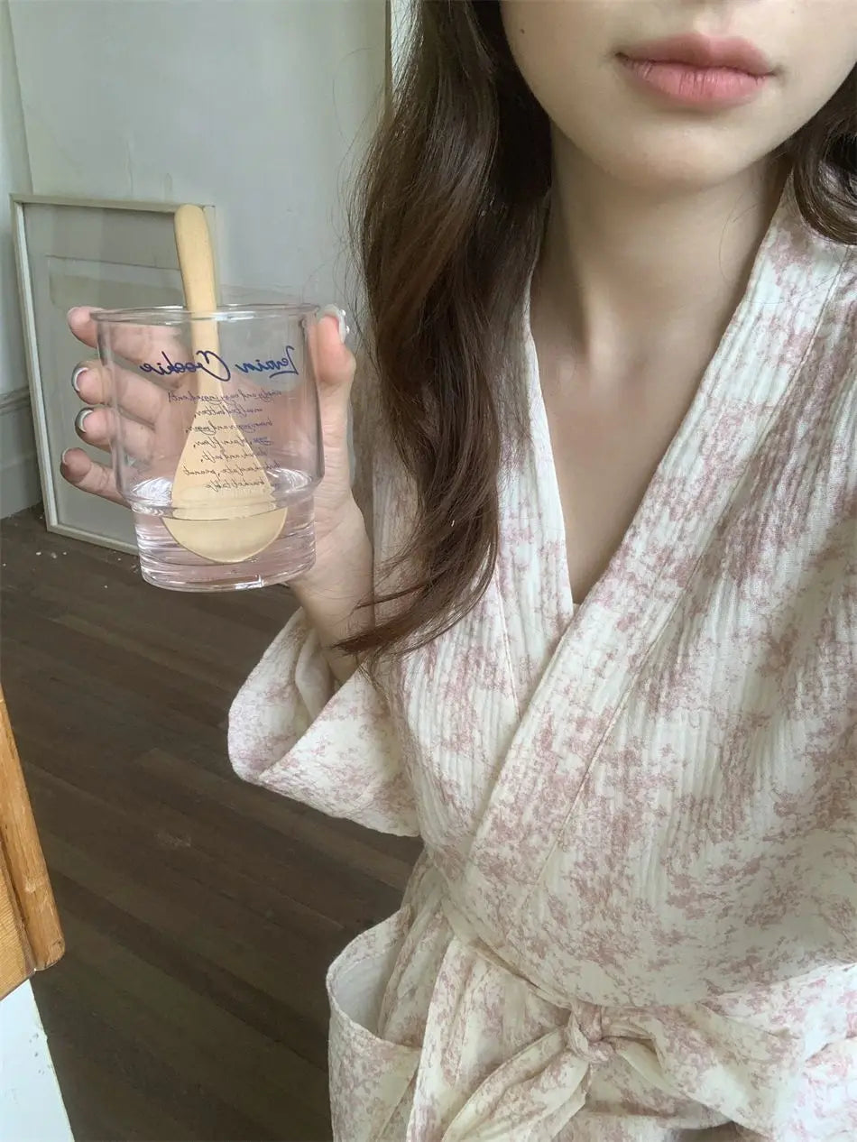 New Blue Kimono Bathing Bathrobe for Spring Autumn Women's Long-sleeved Home Sleeping Lingererie Sleep Wear Homewear Clothes Hot