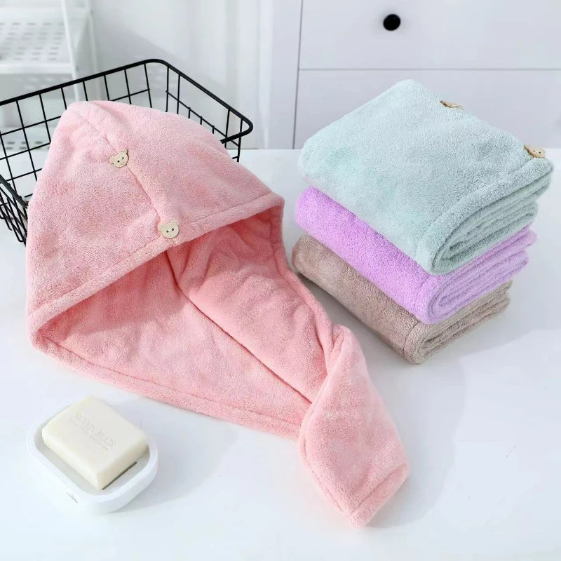 1pc Women Quickly Dry Hair Hat Soft Microfiber Super Absorbent Towels Shower Cap Bath Hats for Lady Turban Head Girls Hair Towel