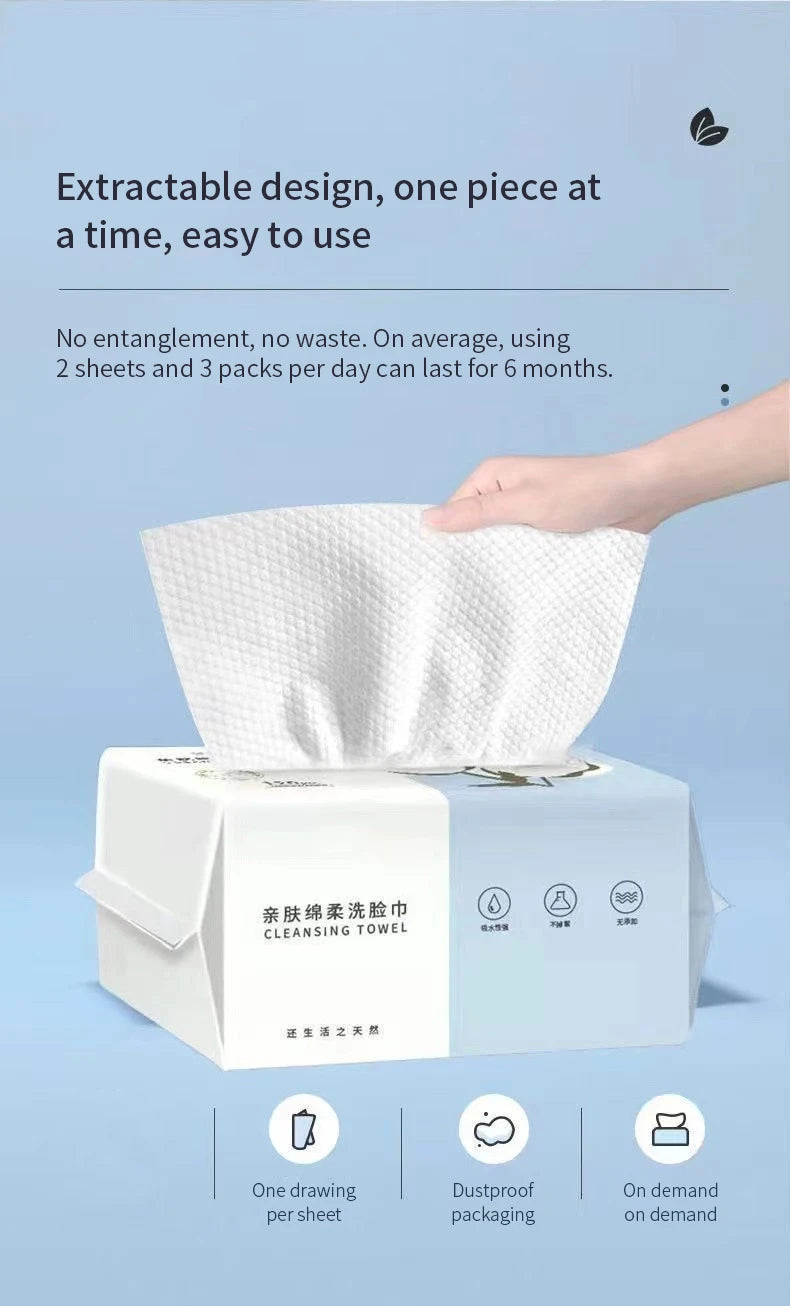 Extra Thick Disposable Facial Towels - Gentle and Absorbent Cotton Makeup Remover Wipes