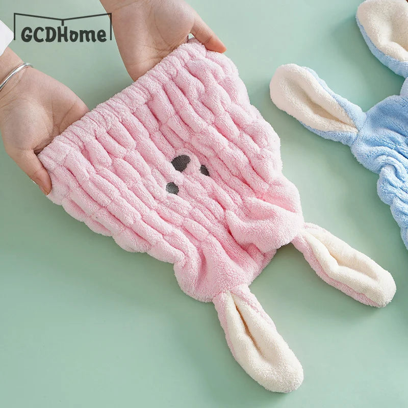 Strong Absorbing Dry Hair Cap Shower Thick Coral Fleece Bath Towels Long Ears Rabbit Drying Ultra-Soft Hats Turban Bath Supplies