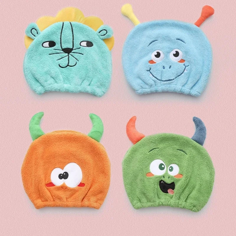 Cartoon Animal Child Hair Towel Cap Cute Drying Hat Quick-dry Microfiber Super Absorption Hair Twist Kid Bath Hat Bathroom