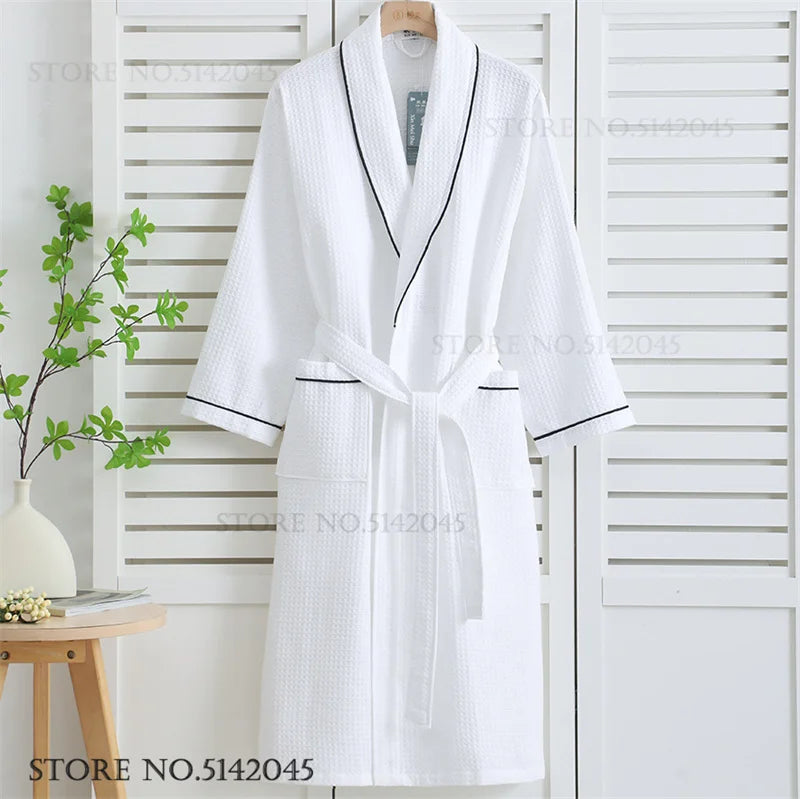 100% Cotton Couple Robe Waffle Bathrobe Gown Kimono Yukata Home Clothes Casual Women Sleepwar Nightwear Spring Summer Loungewear