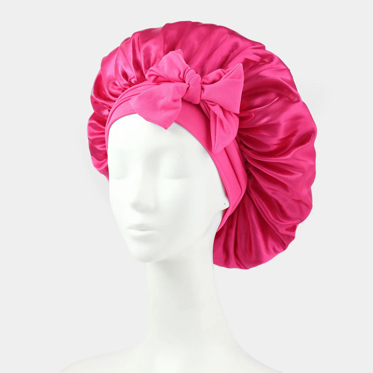 Satin Shower Cap For Women Solid Wide Band Stretch Head Tie Silky Bonnet Edge Wrap Nightcap Hair Care Sleeping Cap Head Cover