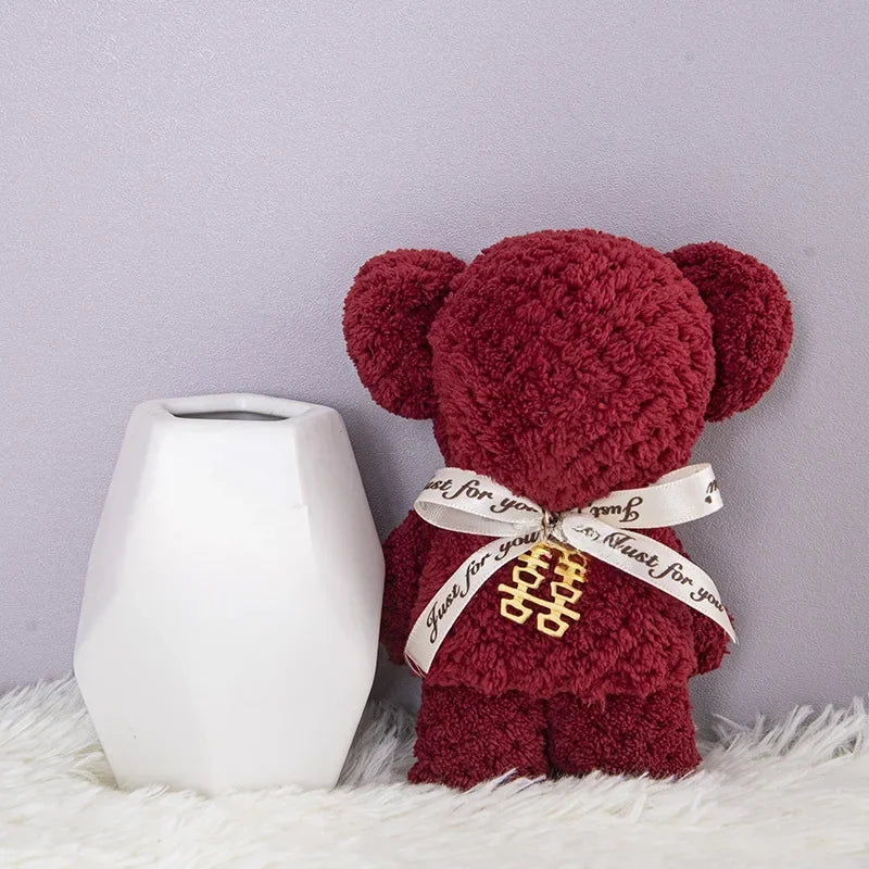 1pcs Coral Velvet Bear Shape Towel Set with Gift Bag Face Towel Baby Shower Home Party Wedding Birthday Gifts for Mother Friend
