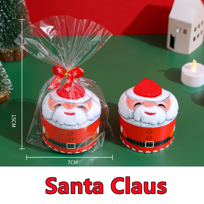 3-1PC Christmas Soft Hand Towel Absorbent Microfiber Santa Cake Shape Towel New Year Hand Wash Face Towel Bathroom Xmas Gifts