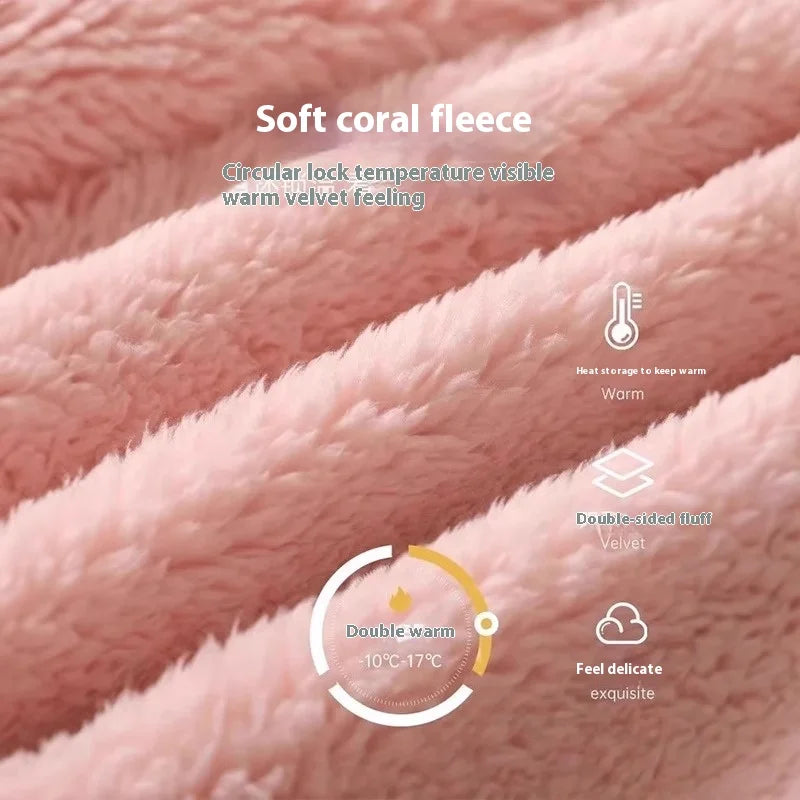 Thickened Warm Bathrobe Women's Shower Bathrobe Bath Towel Adult Student Pajamas Wearable Wrappable Sleeping Gown Girl Sleepwear