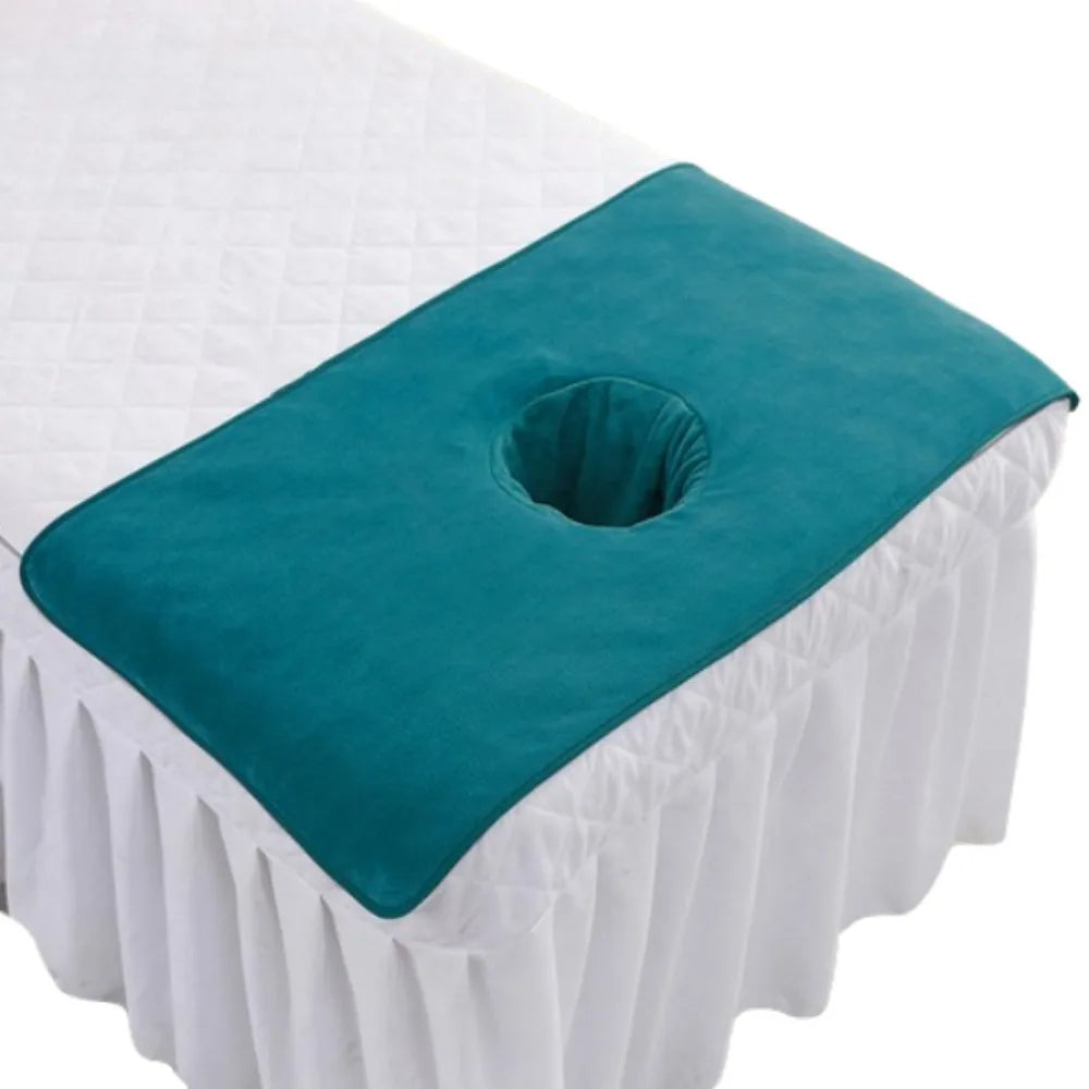 Thickened Massage Face Towel Breathable Soft Beauty Salon Towel with Hole Solid Color Headrest Pads for Beauty Salons