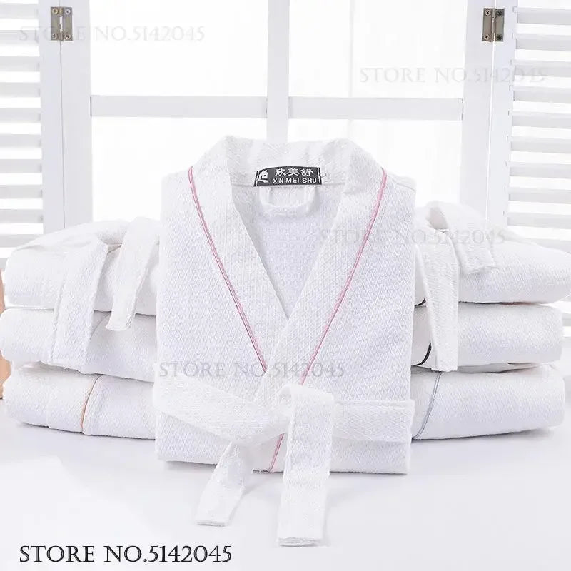 100% Cotton Couple Robe Waffle Bathrobe Gown Kimono Yukata Home Clothes Casual Women Sleepwar Nightwear Spring Summer Loungewear