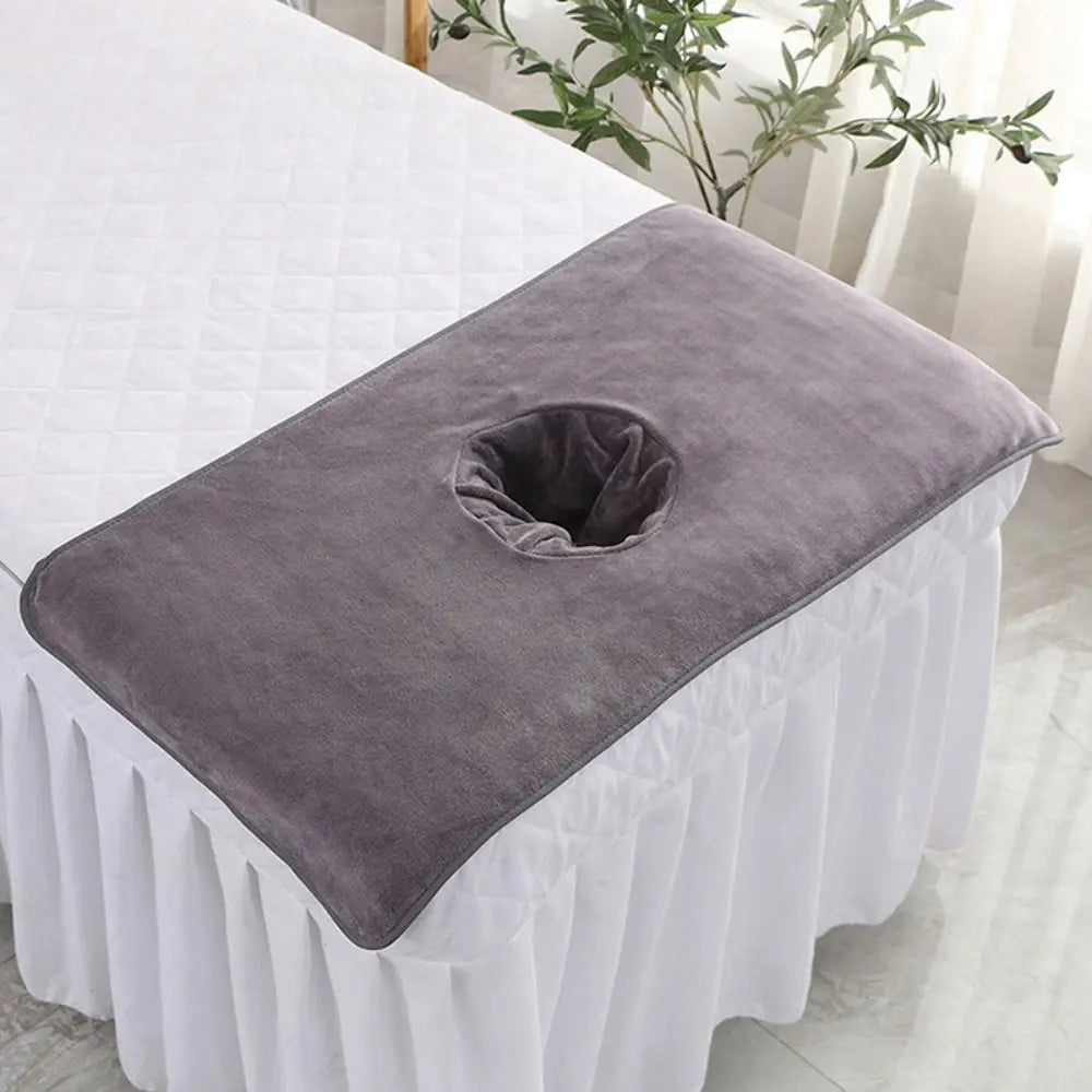 Thickened Massage Face Towel Breathable Soft Beauty Salon Towel with Hole Solid Color Headrest Pads for Beauty Salons