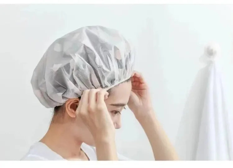 Wholesale 5pcs Waterproof Shower Cap WOMEN'S Household Bathing Anti-oil Smoke Hair Care Shower Cap Dry Hair Cap