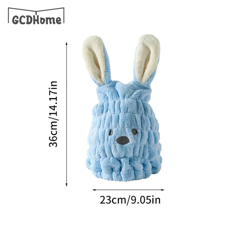 Strong Absorbing Dry Hair Cap Shower Thick Coral Fleece Bath Towels Long Ears Rabbit Drying Ultra-Soft Hats Turban Bath Supplies