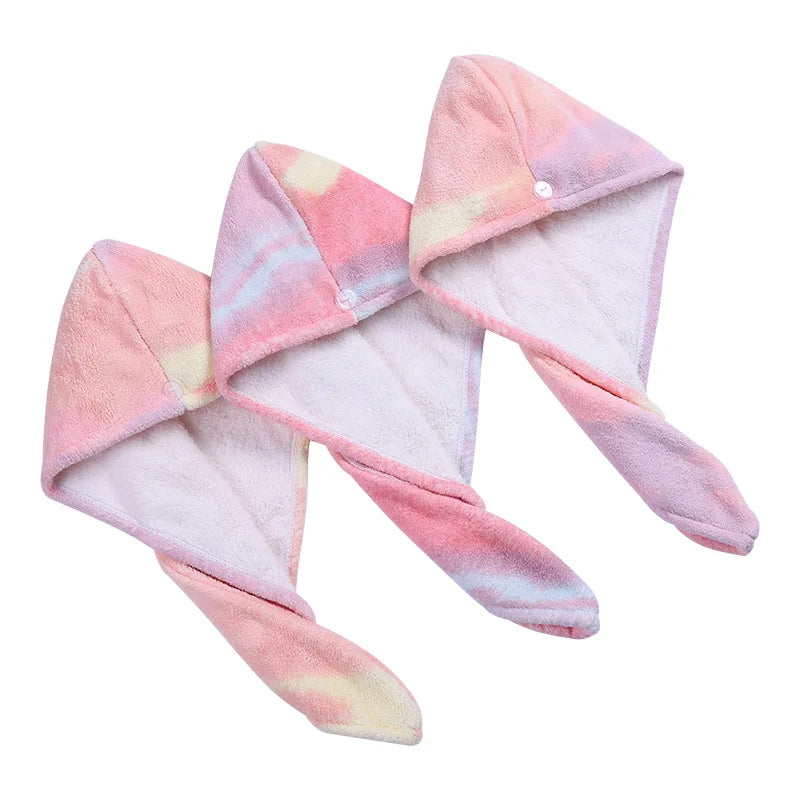 Women Girl's Microfiber Dry Hair Cap Shower Head Wrap Colorful Bath Hats Soft Hair Turban Towel