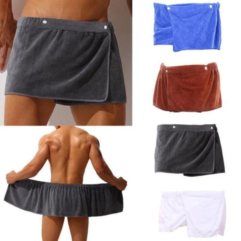 Men's Sexy Shorts Bathrobe Bath Towel Soft Side Open Pajamas Bath Towel Thick Swimming Soft Beach Shower Culottes Adult Pajamas