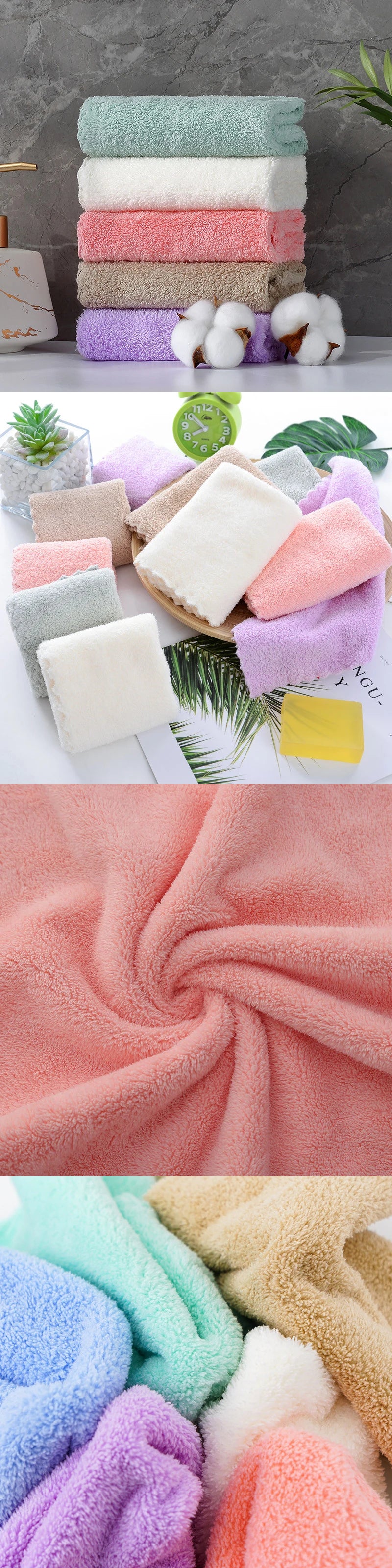 10Pcs Thickened Microfiber High-density Coral Fleece Towel Quick Dry Clean Face Soft Absorbent Towel