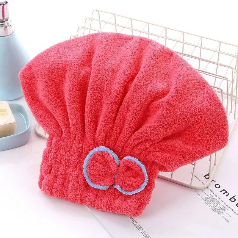 Quick Drying Hair Cap Women Bowtie Bathing Hat Microfiber Towel Superfiber Shower Cap For Spa Bathroom Accessories Shower Cap